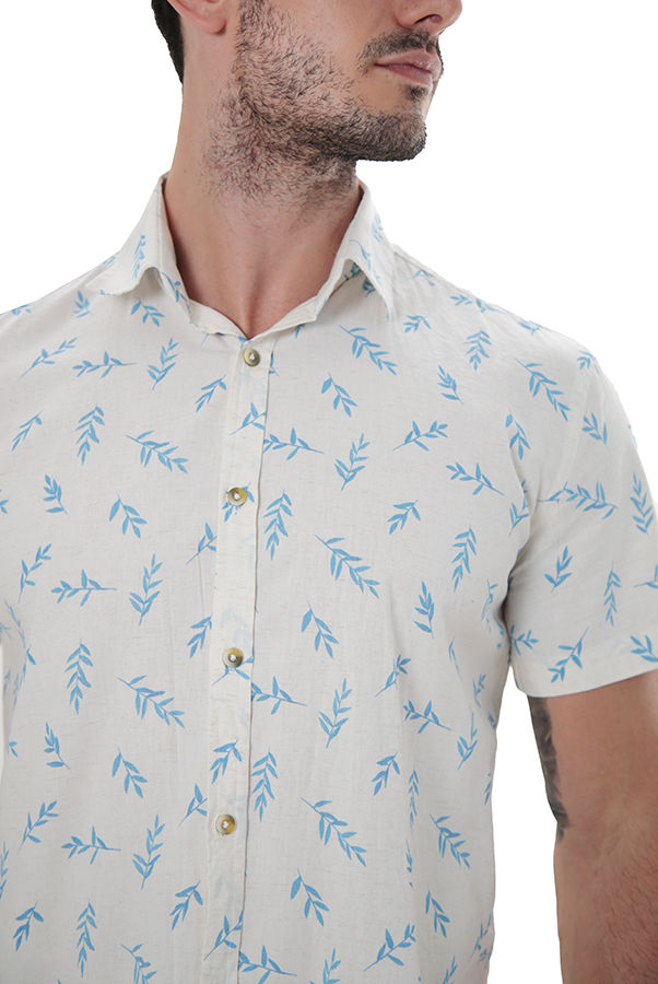 Camisa Manga Curta Slim Fit Linho Masculina Premium