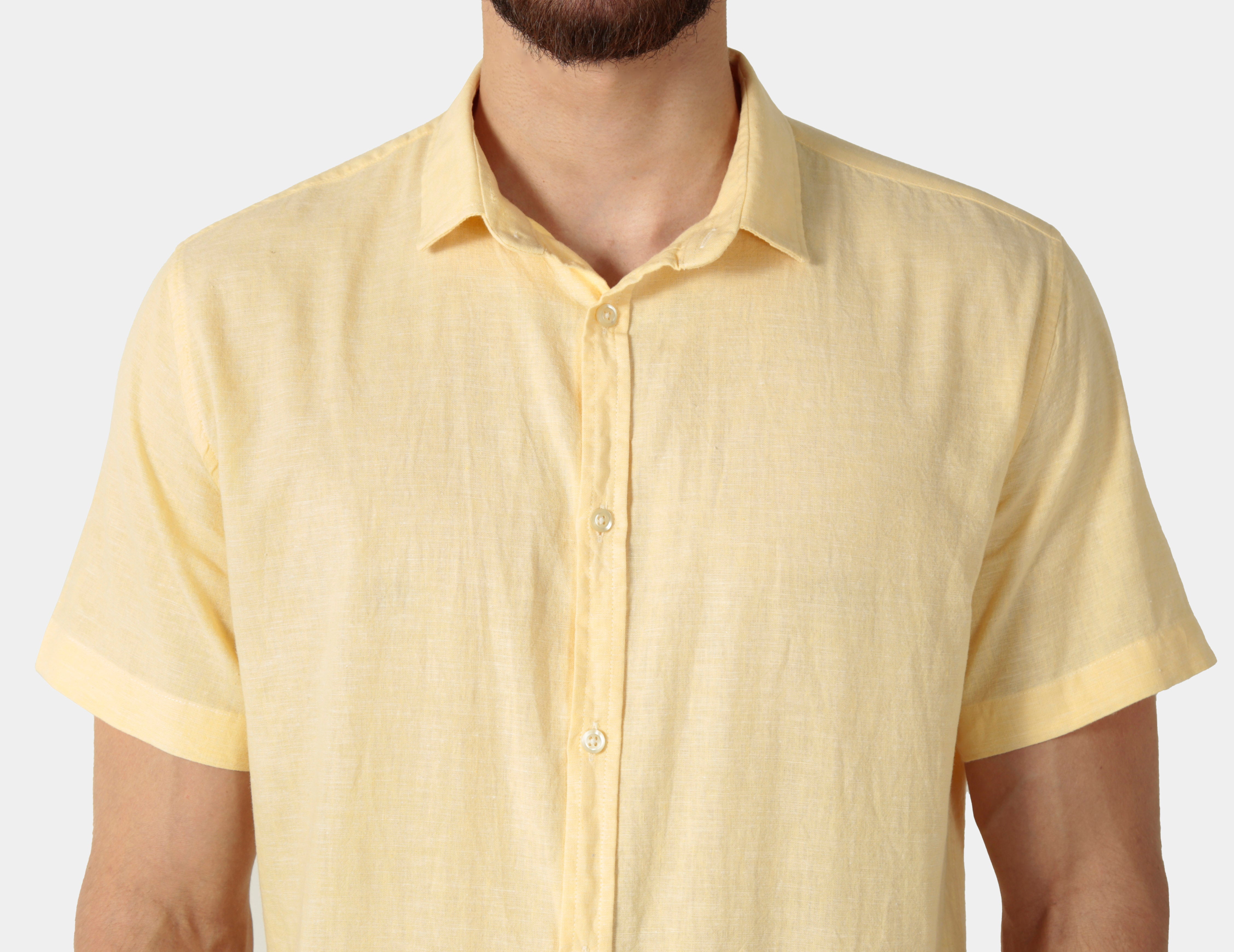Camisa Manga Curta Slim Fit Linho Masculina Premium