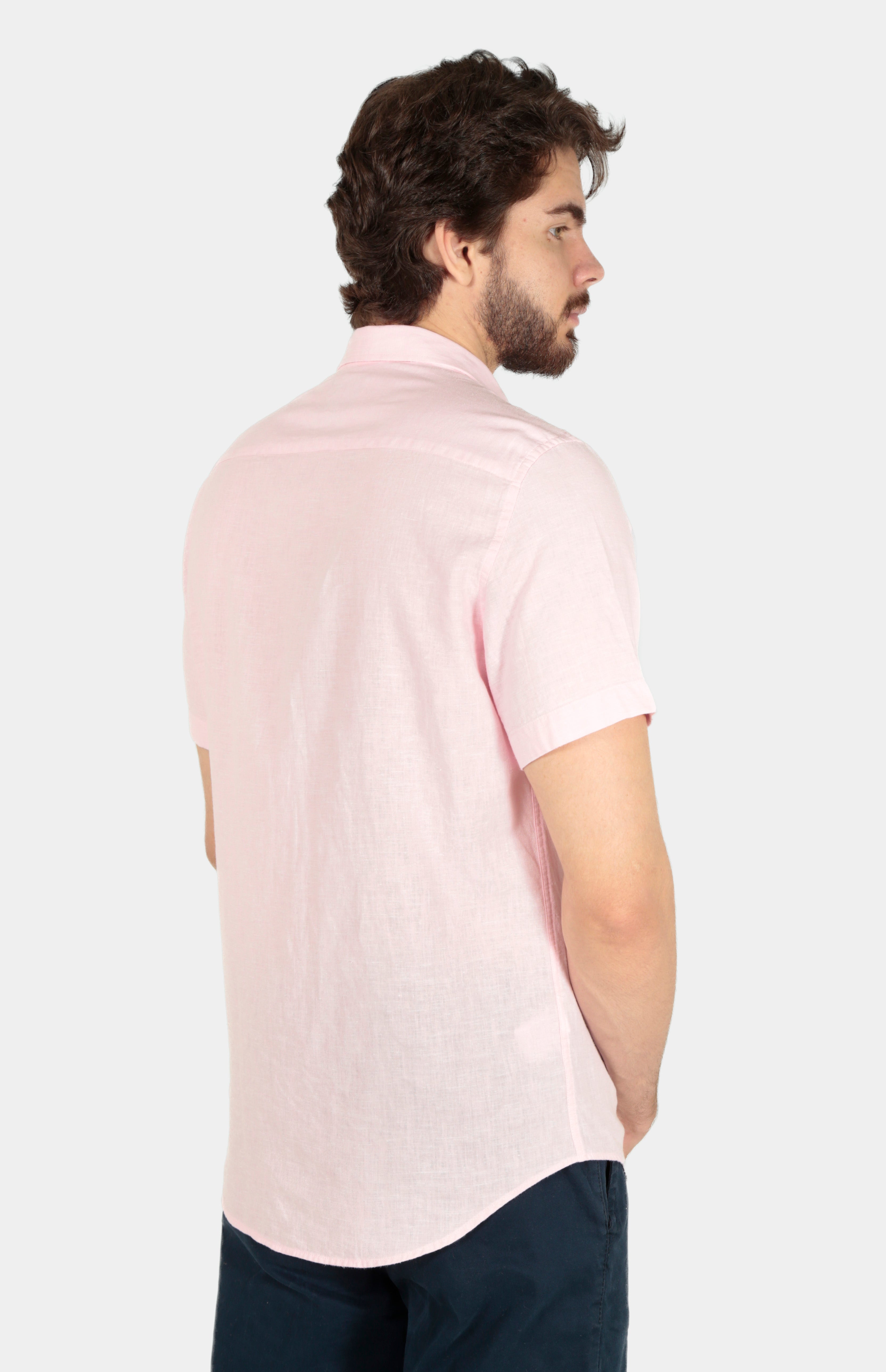 Camisa Manga Curta Slim Fit Linho Masculina Premium