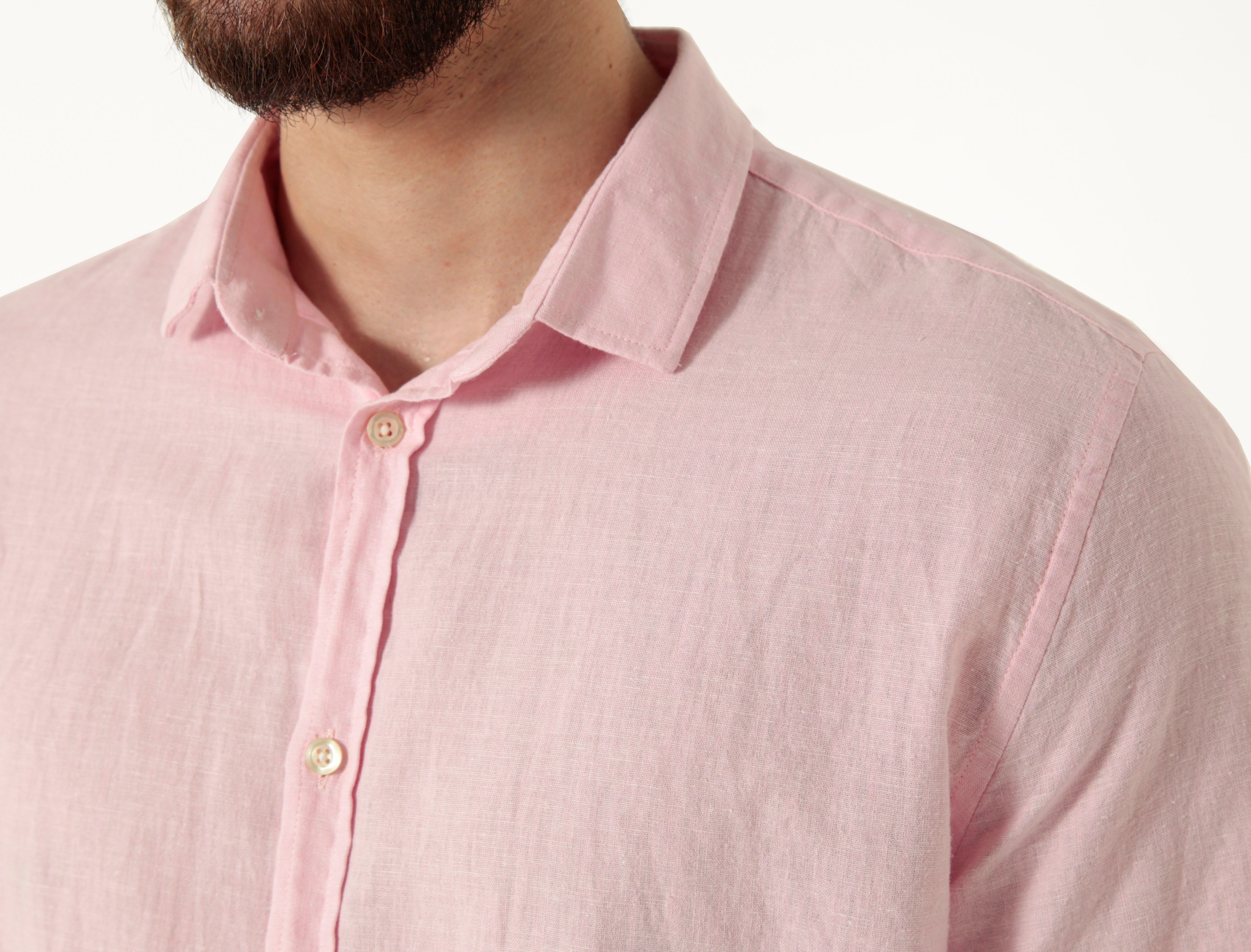 Camisa Manga Curta Slim Fit Linho Masculina Premium