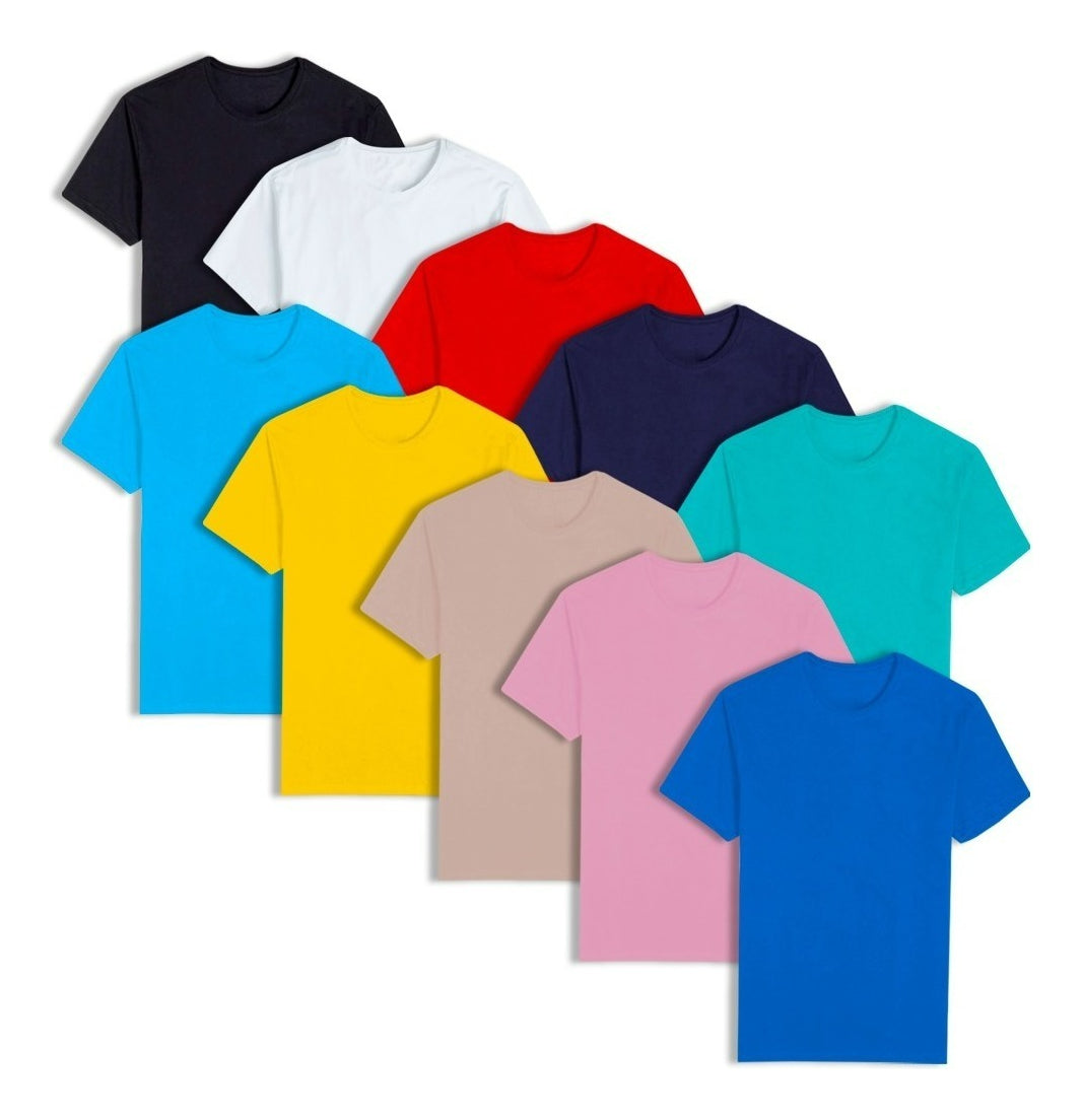 Kit 5 Camisetas Masculinas Básica Slim Lisa