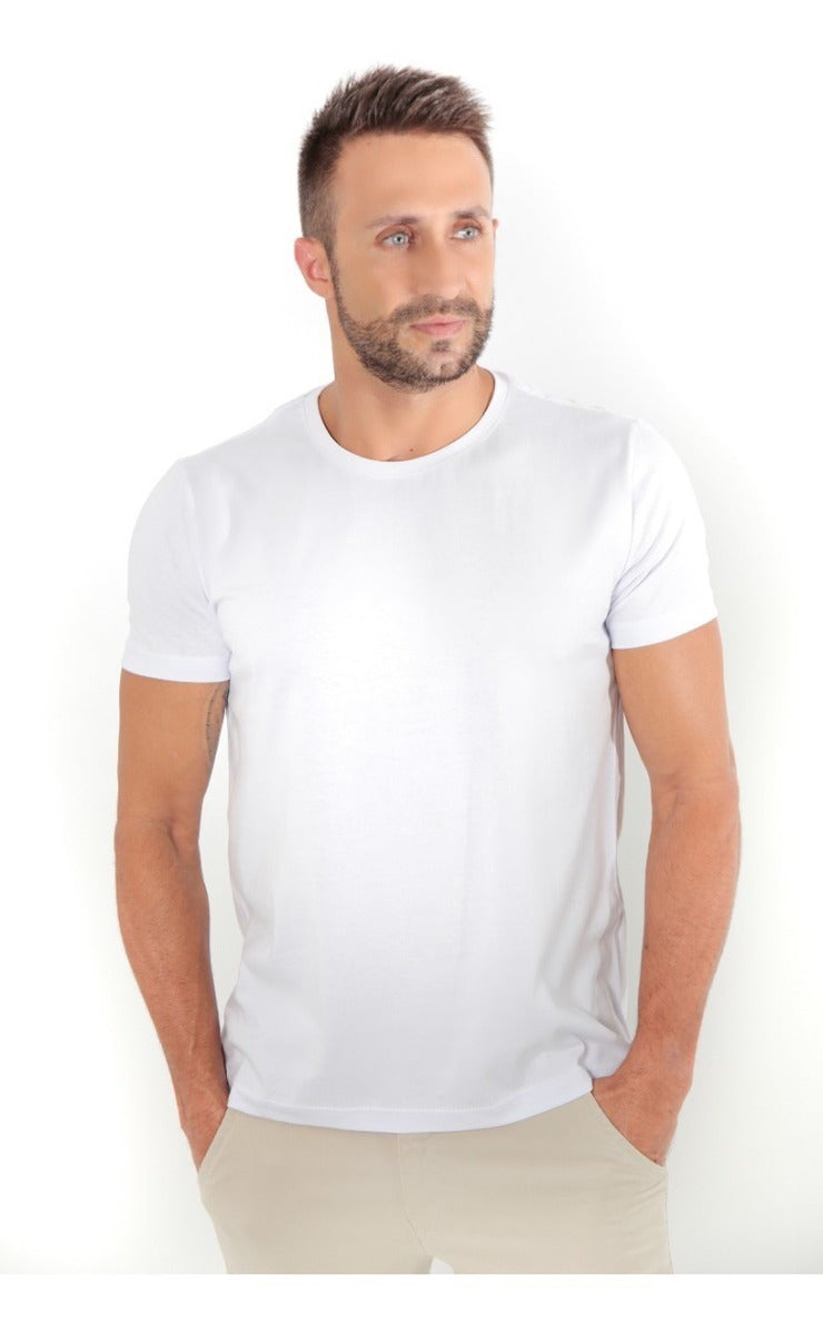 Kit 5 Camisetas Masculinas Básica Slim Lisa