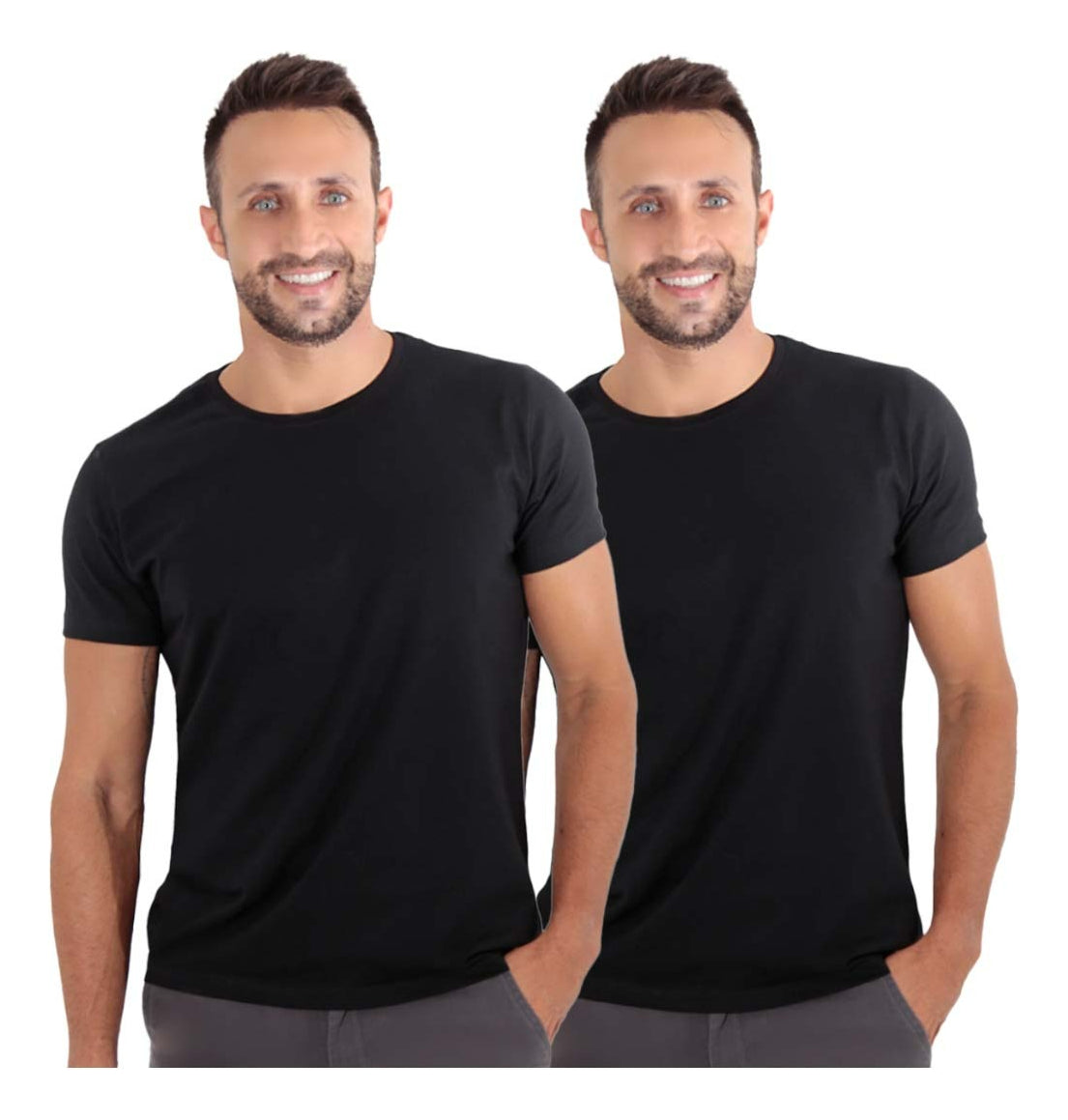 Kit 2 Camisetas Masculina Básica Slim Lisa