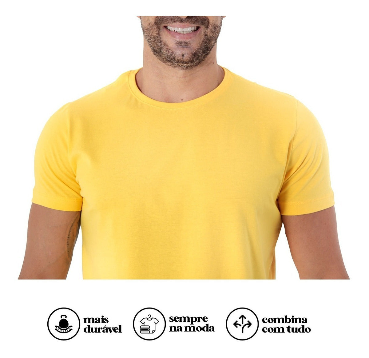 Kit 5 Camisetas Masculinas Básica Slim Lisa