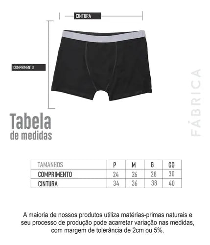 Kit 5 Cuecas Boxer Masculina Algodão Elastano Premium