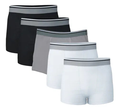 Kit 5 Cuecas Boxer Masculina Algodão Elastano Premium