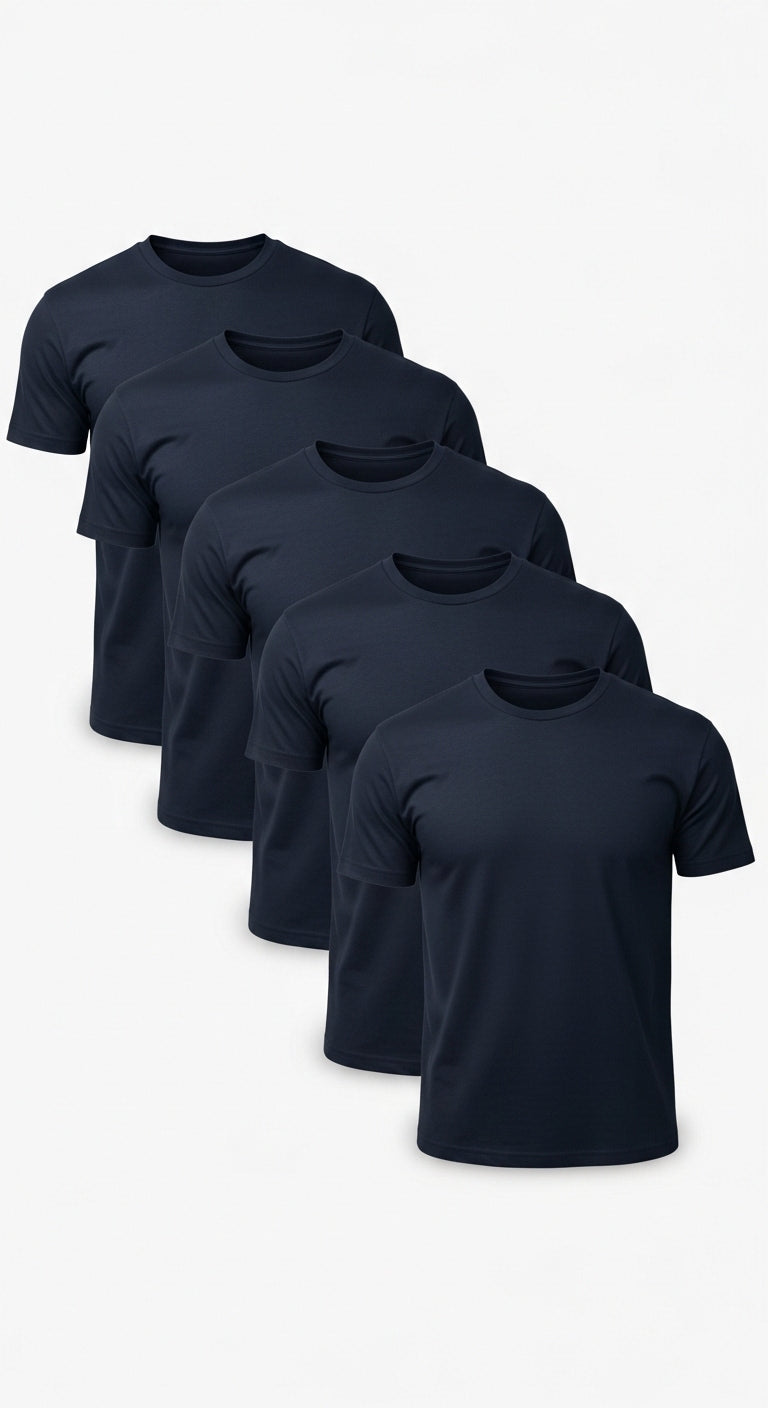 Kit 5 Camisetas Masculinas Básica Slim Lisa