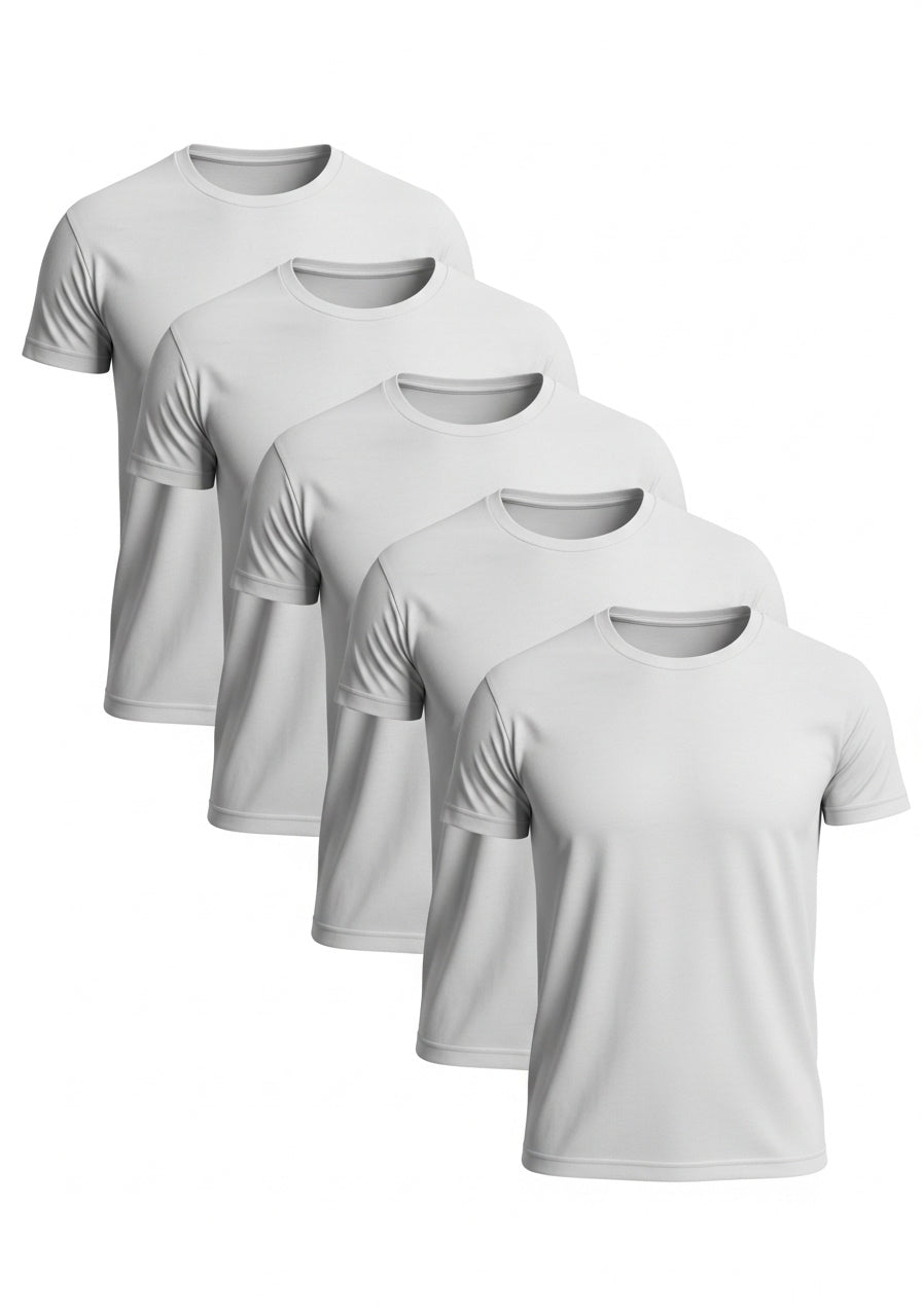 Kit 5 Camisetas Masculinas Básica Slim Lisa