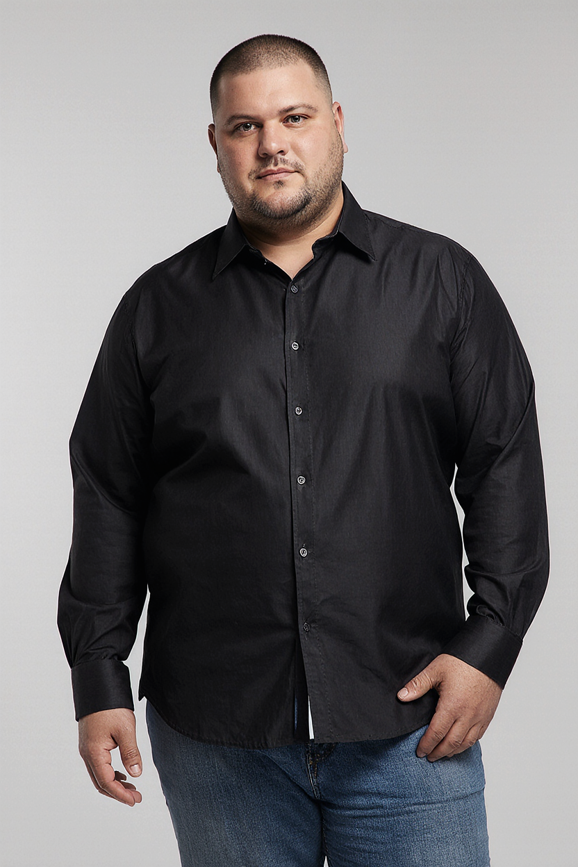 Camisa Social Manga Longa Plus Size Confort Lisa Premium