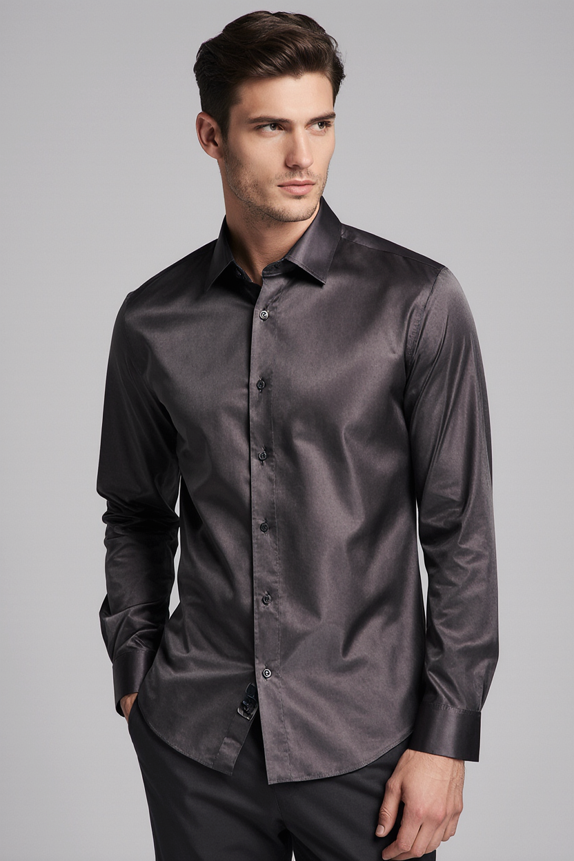 CAMISA MANGA LONGA SLIM FIT ALGODÃO EGÍPCIO